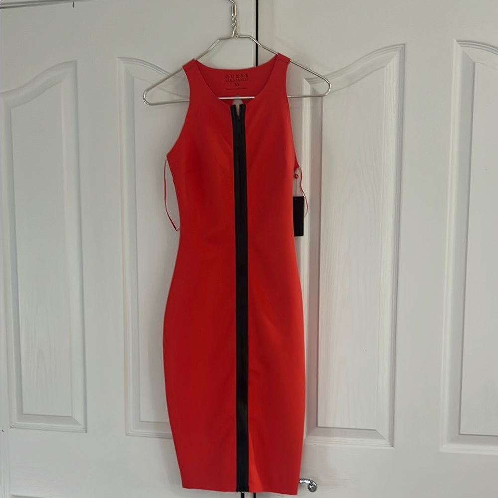 Guess Bright Coral Baylee mini dress xs nwt